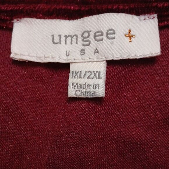 Umgee Dark Burgundy Velvet Embroidered Kimono Style open front Cardigan - Picture 7 of 7
